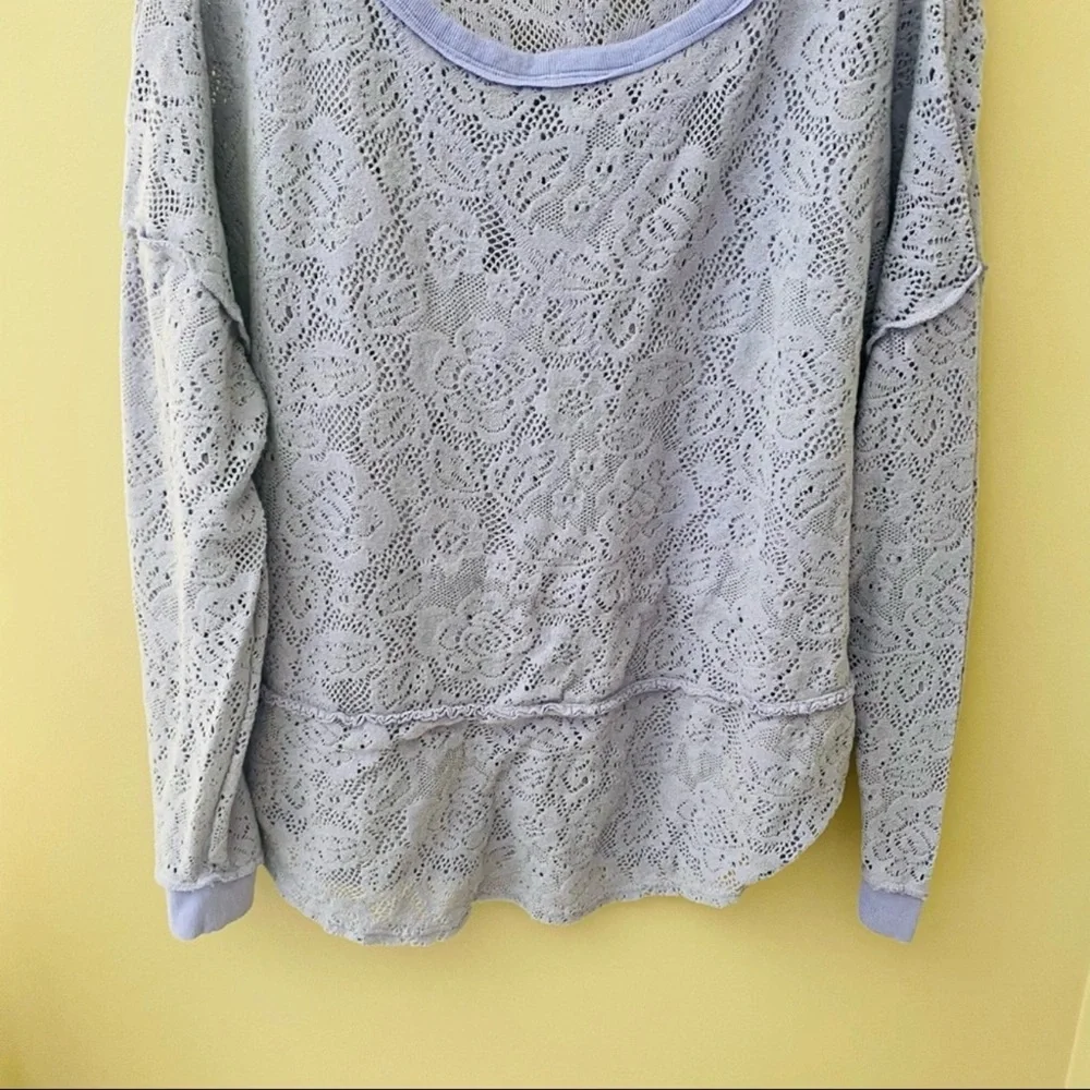 Free People Not Cold in This Lace Long Sleeve Top Purple Sz Large - Picture 3 of 10